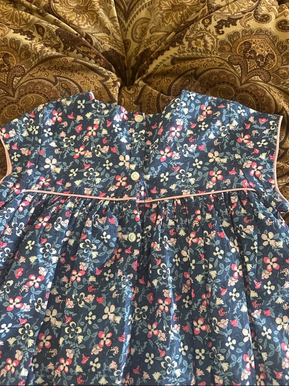 NWT BISBY by Little English Navy Floral Girls' Dress with Pink Accents